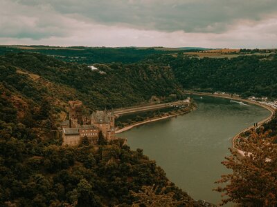 Loreley: aerial view of bridge over river