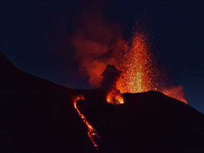 Sciara del Fuoco from Ship: Fireworks at Stromboli