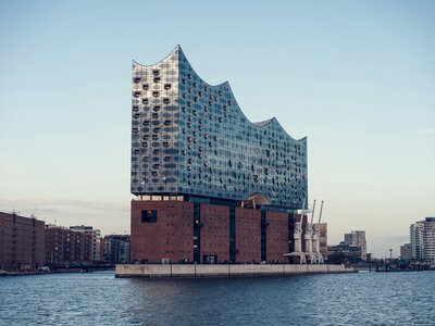 Elbphilharmonie: building surrounded by body of water