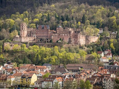Schlossblick: a city with a castle on top of a hill